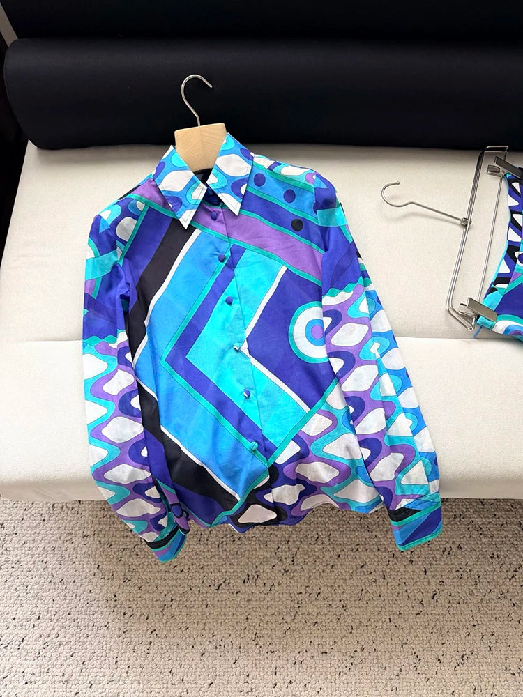 Blue Pucci Look Skirt set