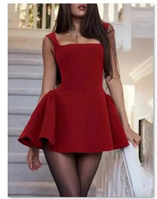 Square Collar Mini Dress