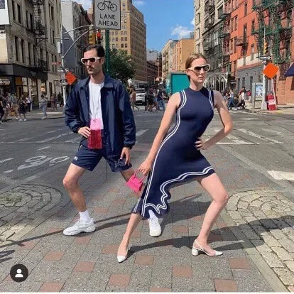 Asymmetric Wave Edge Dress BottomRound Neck Tanlan White Inlaid Edge Knit No Sleeves Dress Autumn New Style