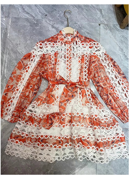 Retro palace wind crochet Lantern sleeve