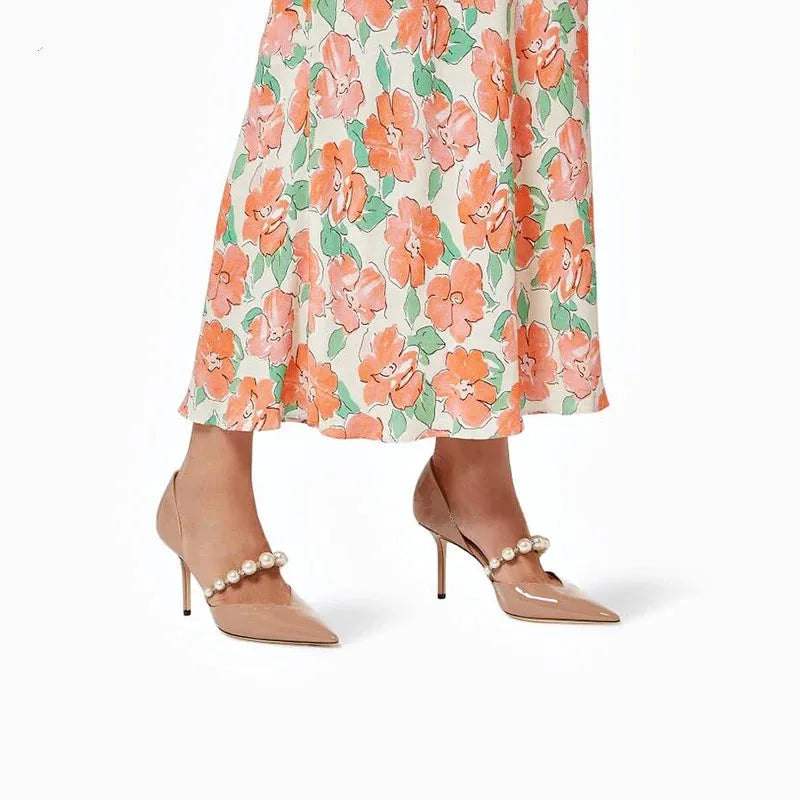 Star style Luxury Pearls Rhinestones Leather Pumps - Shellss