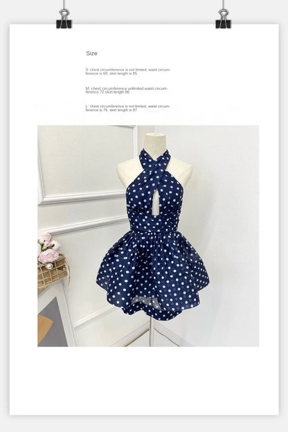 Vintage polka dots navy Dress