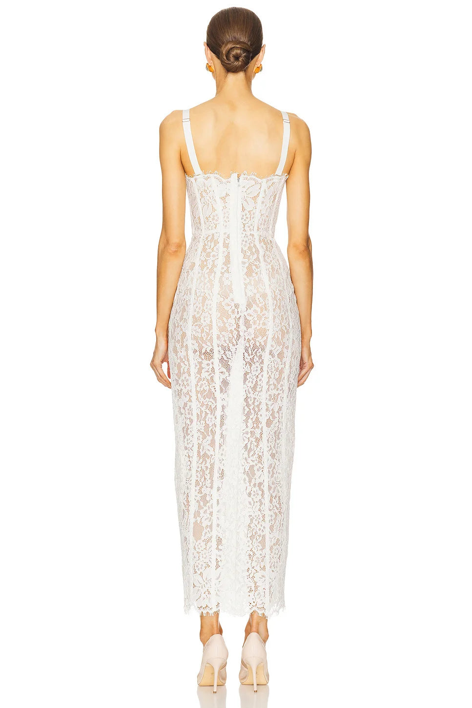 2025 Sexy See Through Lace Spaghetti Sleeveless Bodycon Long Dress Elegant Woman Party Vestido Celebrity Evening Party Outfit - Shellss