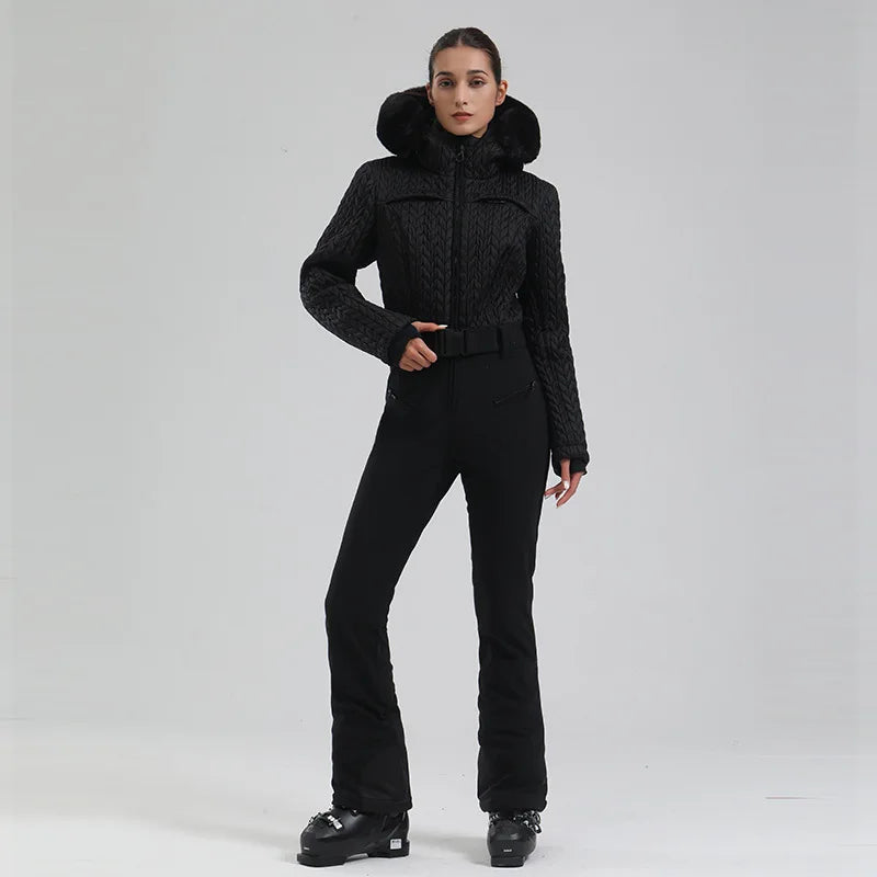 One-Piece Ski Suit Thickened Thermal Overalls Snowboard Jacket Jumpsuits Slim Fitting Ski Set Wind Proof Waterproof