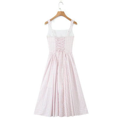 Elegant Laced Pleated Midi Dress