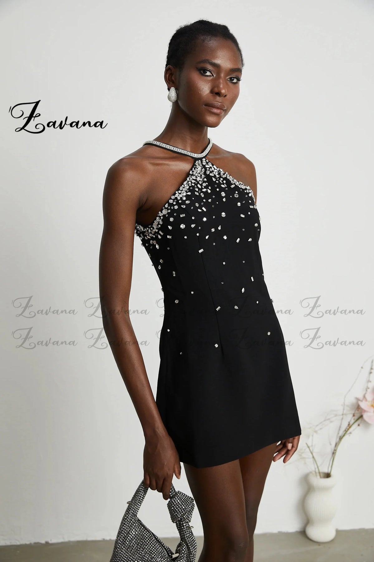 Zavana Bling Sleeveless Sheath Homecoming Dress for Women Satin Rhinestones Cocktail Party Vestidos De Formatura Customized
