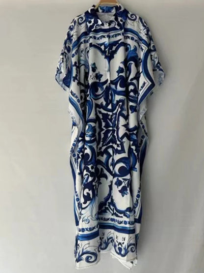 Retro luxury geometric Blue white