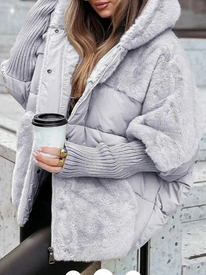 Winter Comfort Chic Hooded Jacket Loose Zipper Coat