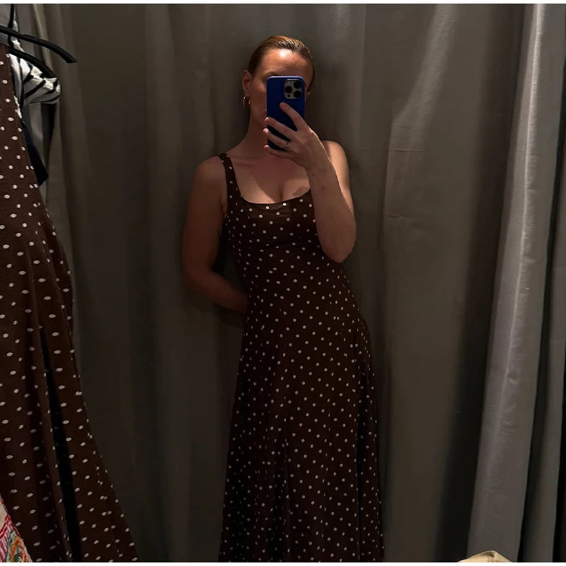 Elegant Women Polka Dot Midi