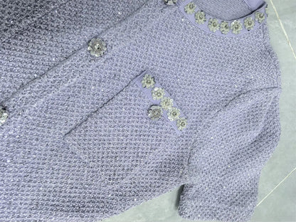 Lavander Luxury Crystal Knitted Dresses