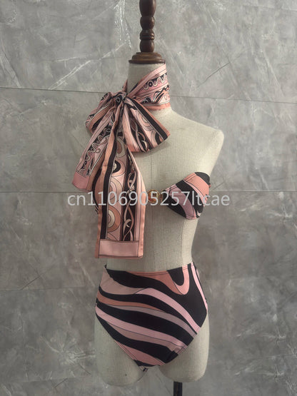 Luxury Design Pink Scarf Swimsuits