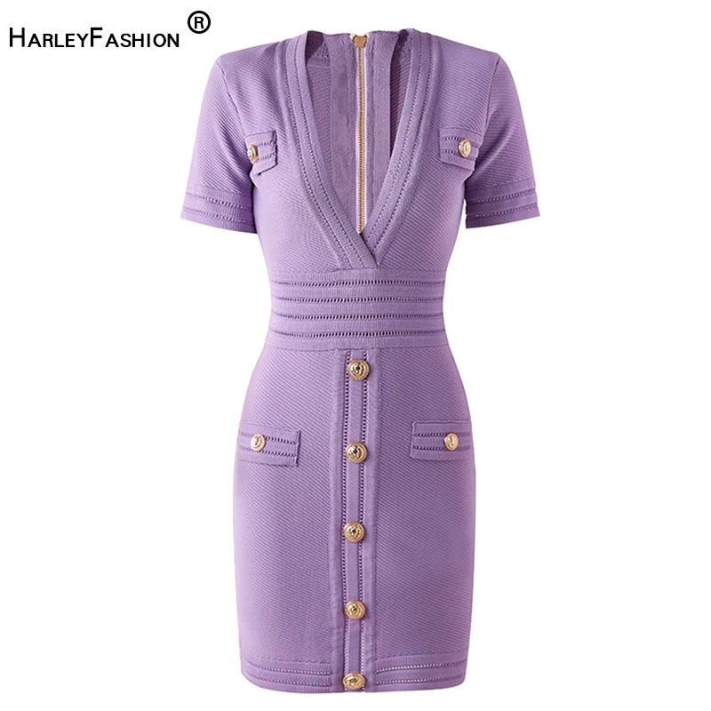 Lavender Gold Buttoned Mini