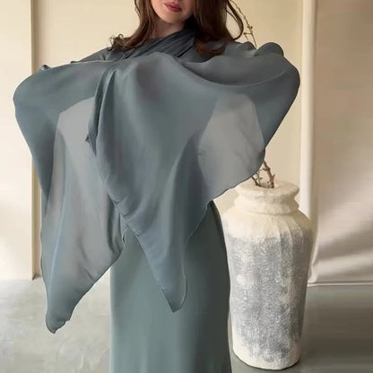 Fashion Satin Solid Robe Dress Ladies Temperament