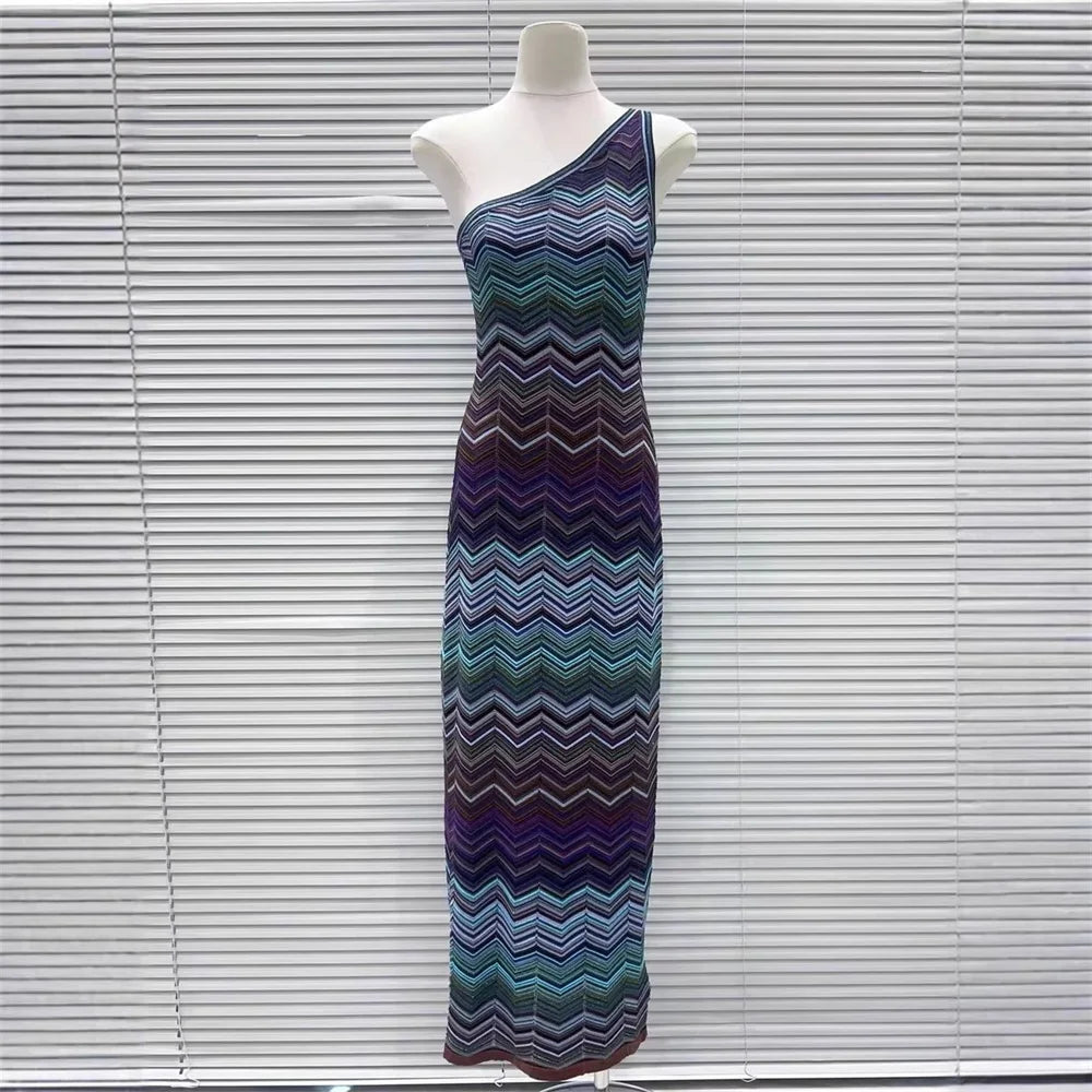 Knit MIssoni one shoulder Green & Dark Green