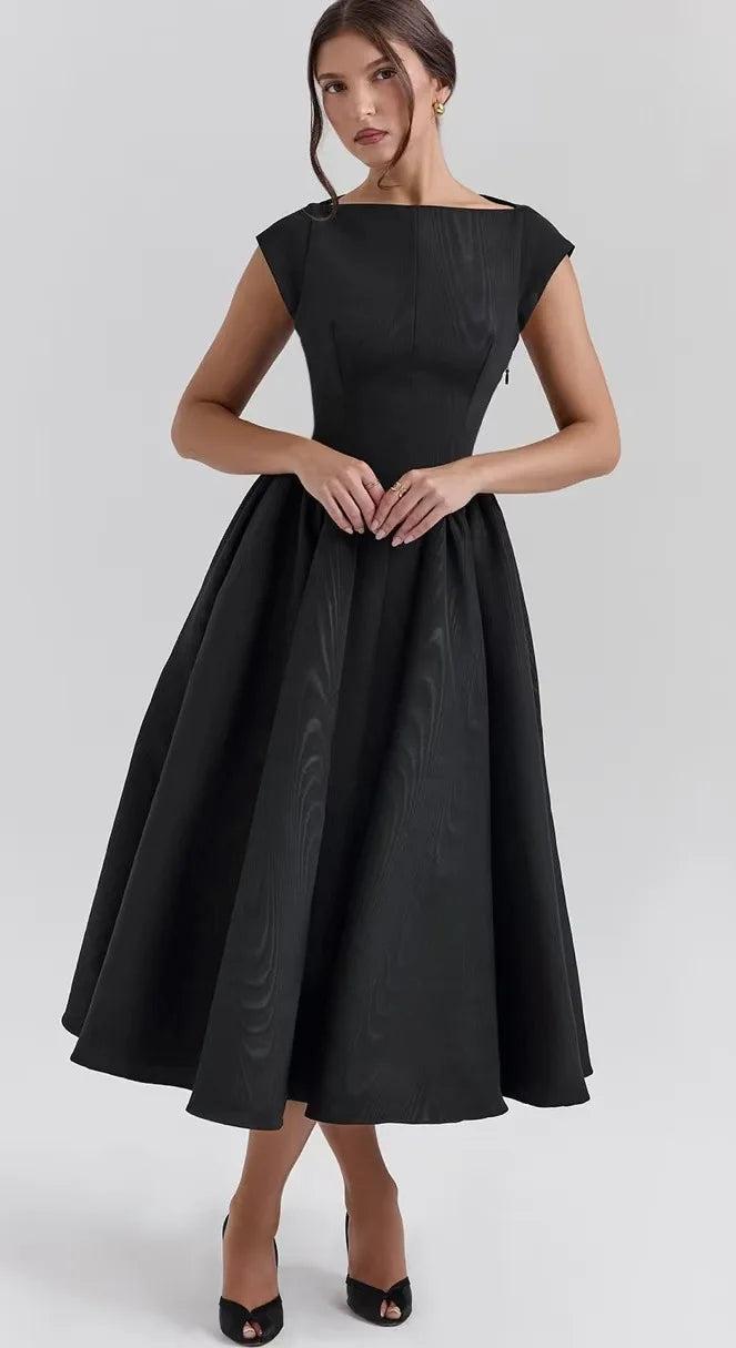 French Style Backless Pleated Summer dress