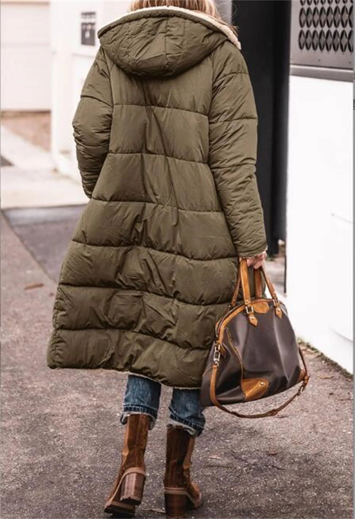 Reversible Long Sleeve Thick Coat Warm Fashion Long Outerwear Casual Puffer Coats