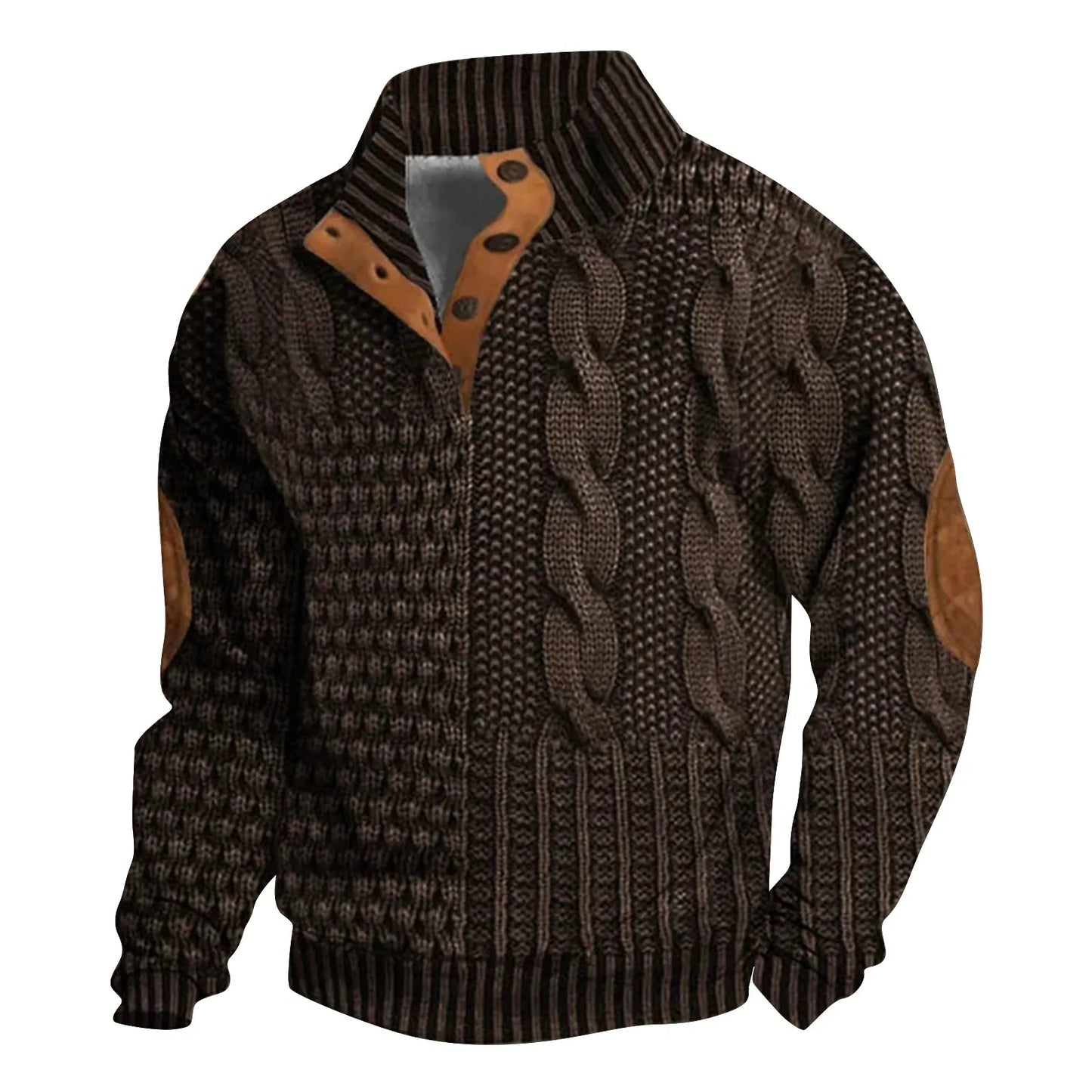 Men'S 3d Jacquard Printed Half Button