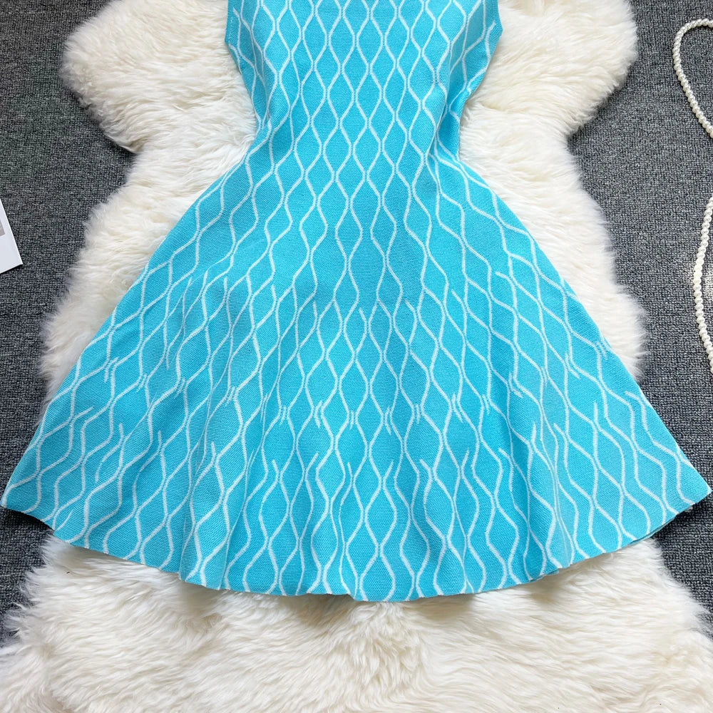 Maje Y2K Geometric Knitted Summer Dress