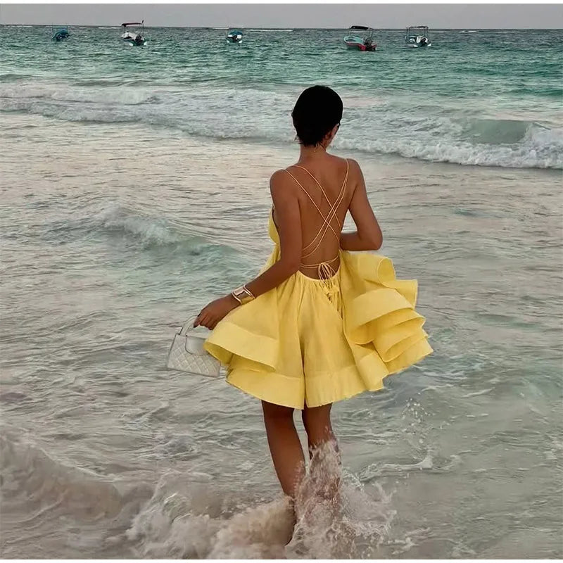 2 Layer Ruffle Backless - Shellss