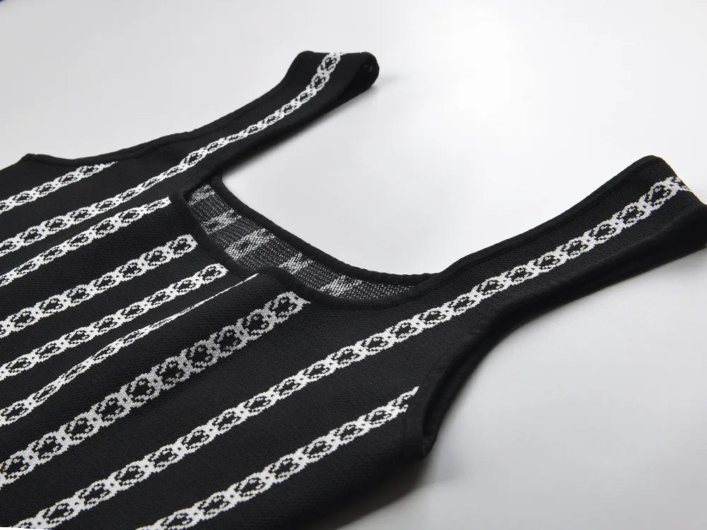 Jacquard Square Collar Knit Dress