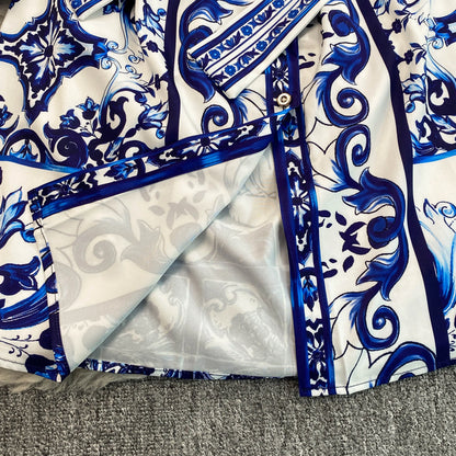 Spring Retro Blue White Red Dolce Dress