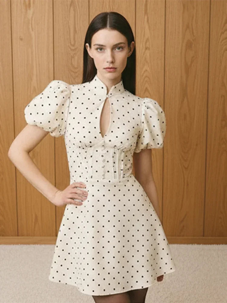 Retro Polka Dot Mini A-line Dress