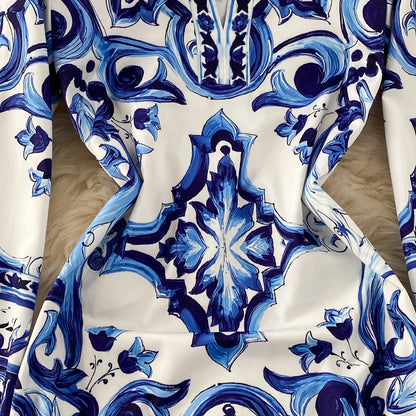 Summer Runway Blue And White Dolce Dress
