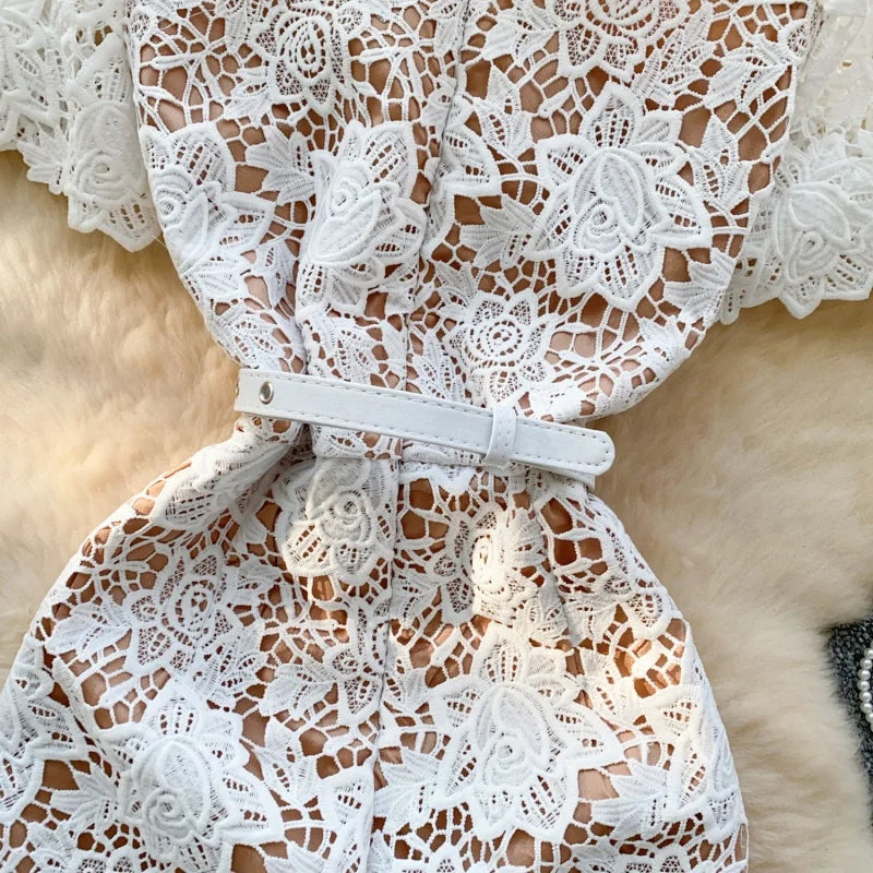 Baby blue Lace self portrait dress