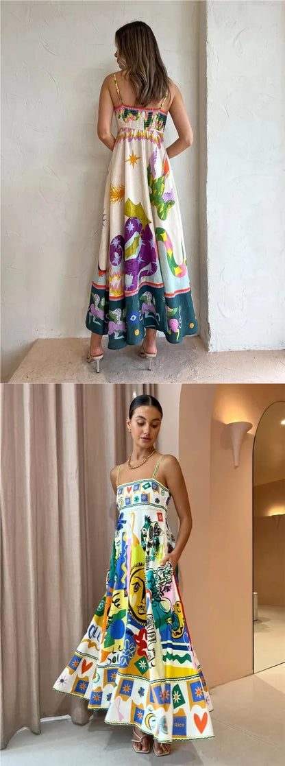New Hot Sale of the Season – Printed Linen Maxi Dress (in 9 Colors)
