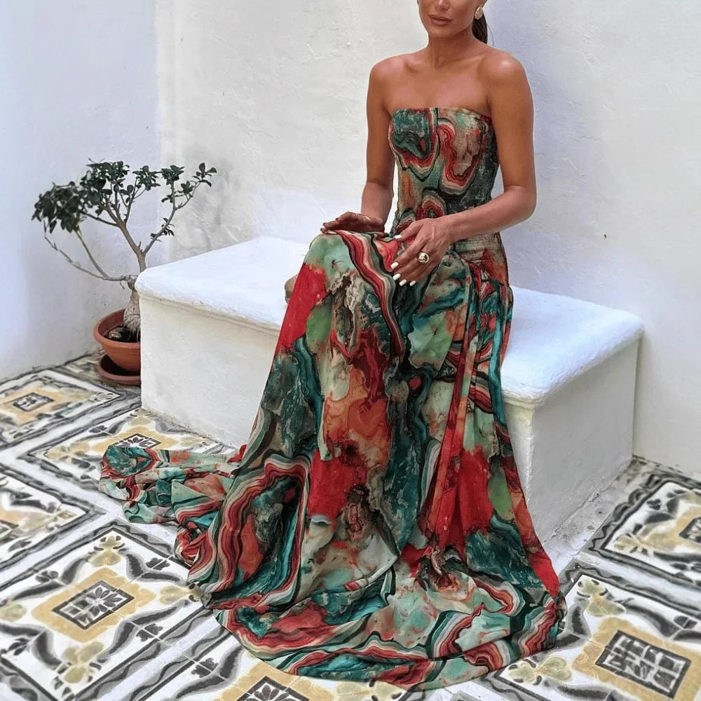 Printed WrFlared Ruffle A line Charm