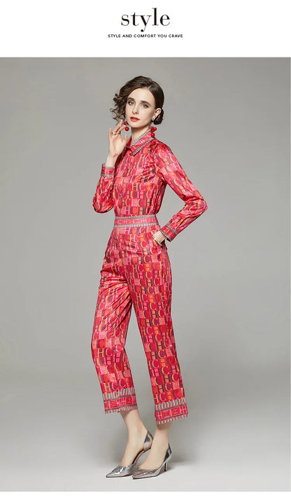 CH Versatile Letter Printed Two Piece Set of Shirt and Pants Set