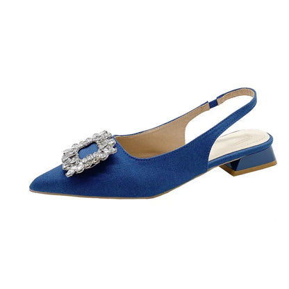 Rhinestone designer short heel shoes