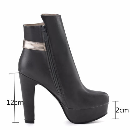 Fashion Ankle Boots For Women High Heels Buckle