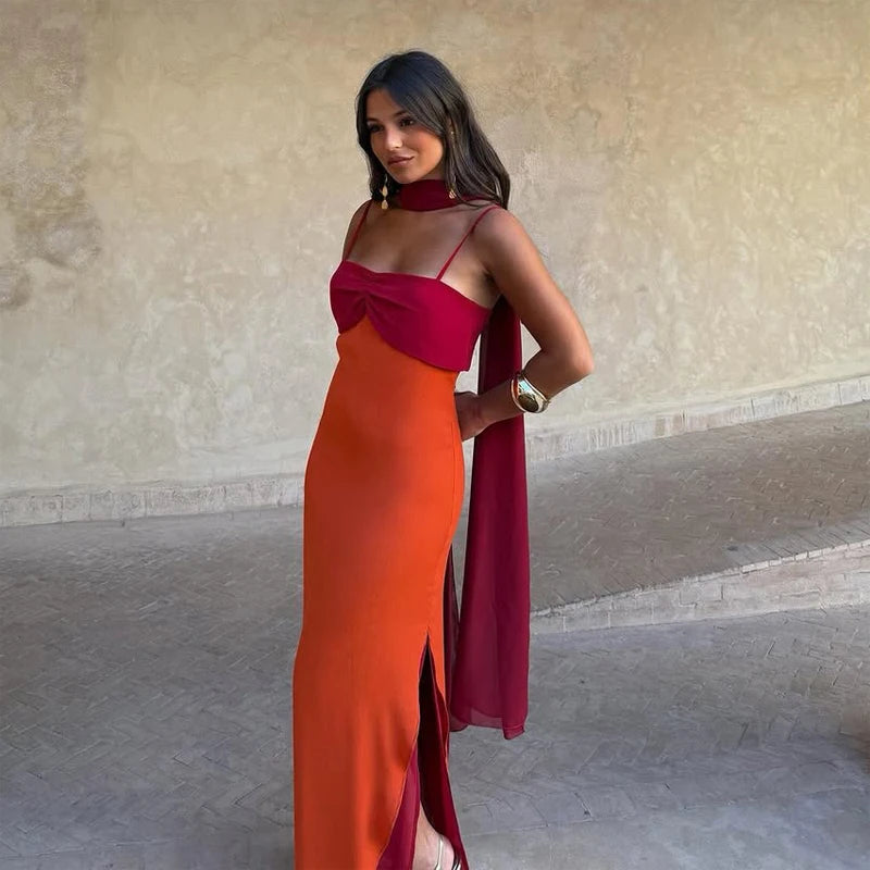 Red orange Scarf Collar