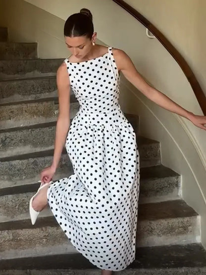 Elegant Women Polka Dot Midi