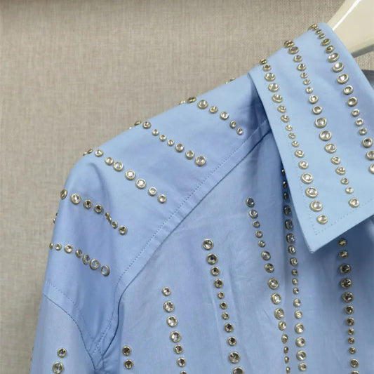 Blue Diamond Striped- Top 2025 shirt