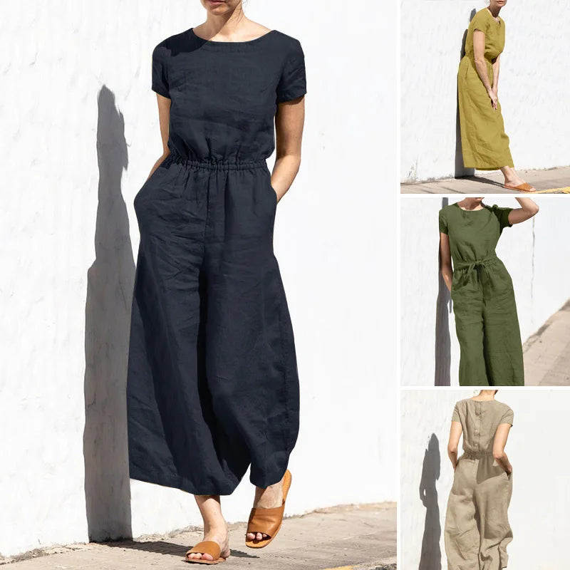 Summer Linen elegant Jumpsuit for strong women