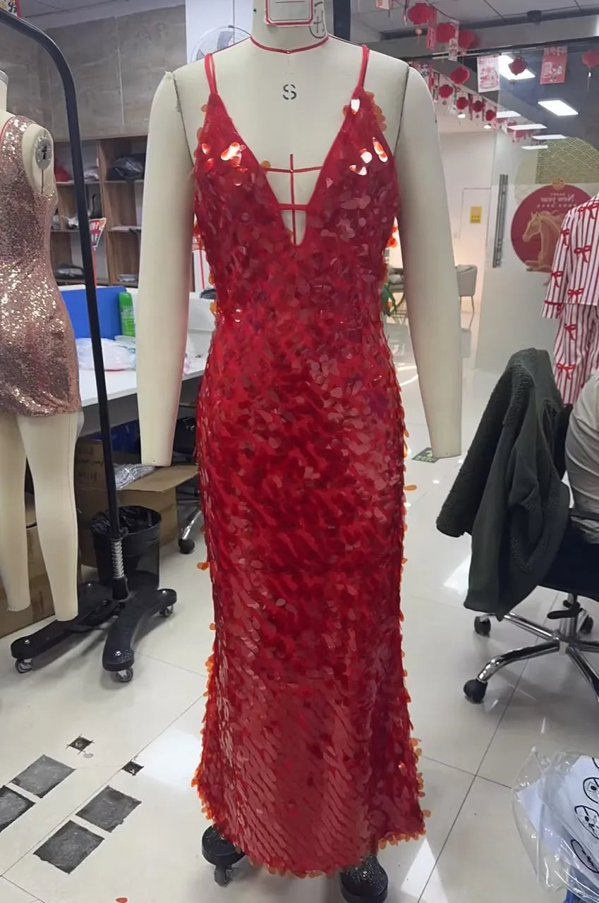 Glitter Sequins Backless Party