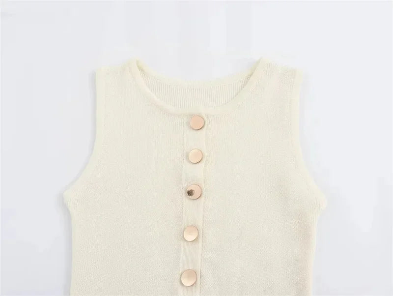 Long Buttoned Knit Dress