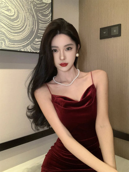 Burgandy velvet Party dress