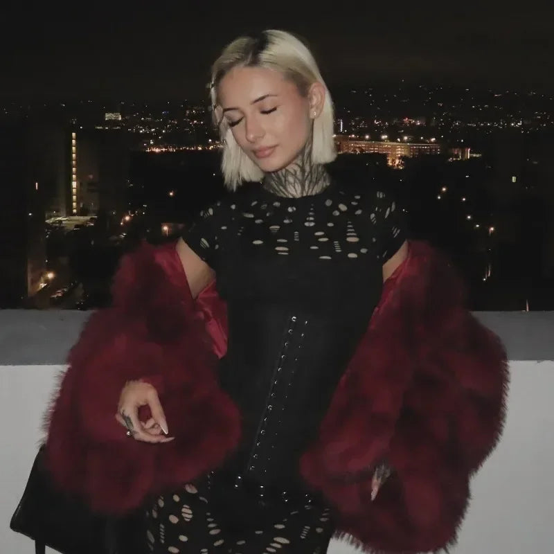 Solid Color Hooded faux Fur