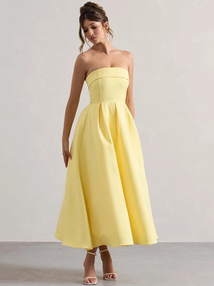 Strapless Midi Dress A-Line - Shellss