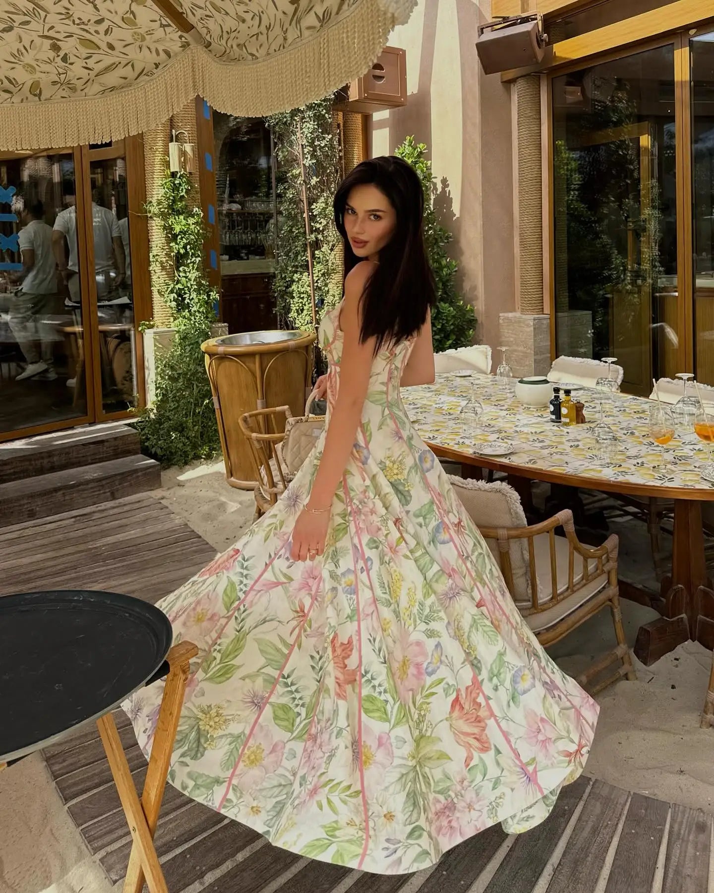 Corset Fishbone green line summer dress