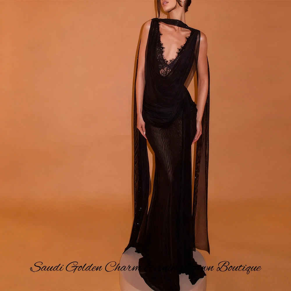 Customized Sexy Deep V-Neck Evening Dress Elegant Mermaid Sleeveless Celebrity Gowns High Quality Lace Homecoming Dresses