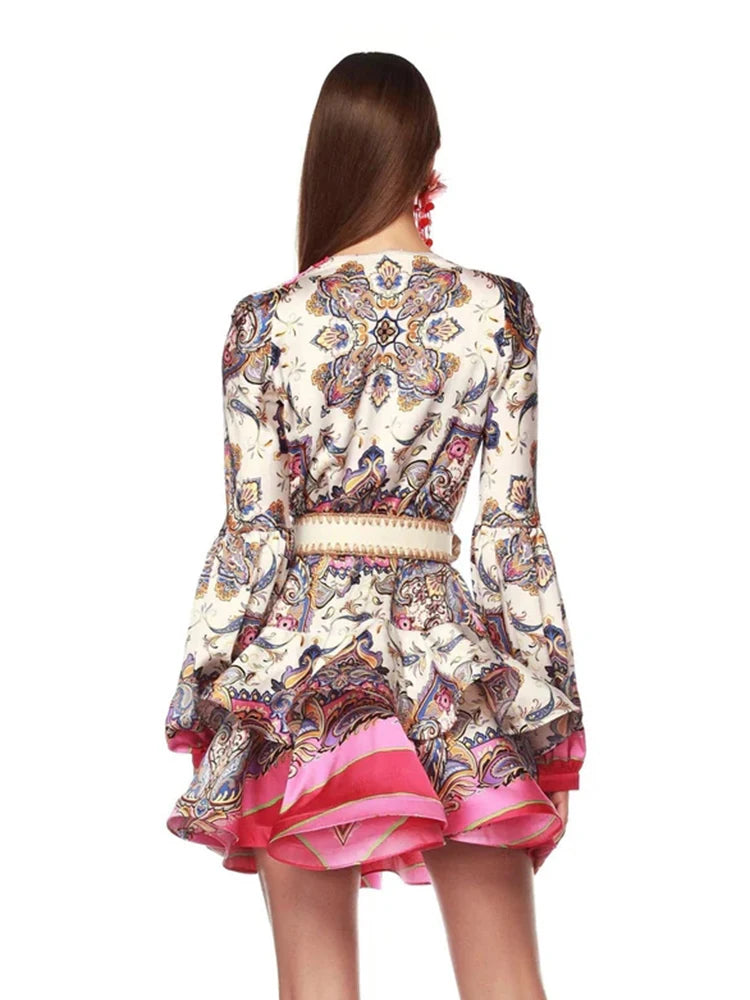 Colorblock Printed Mini Dress luxury Premium Collection