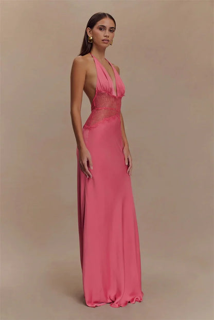 Celebrity Halter neck backless dress