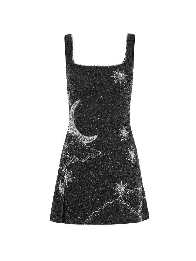 Sexy Shining 3d Printed Party Dress Women Slim Halter Side Split Square Mini Dresses Female Sleeveless Backless Chic Lady Gowns