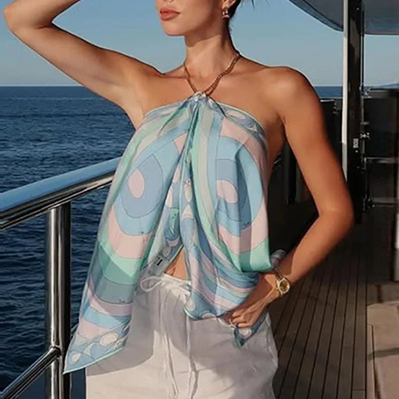 Pucci Halter Tank Tops - Shellss