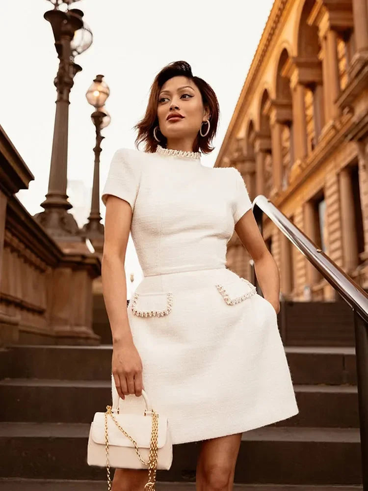 Elegant Beaded Slim Fit Mini Dresses