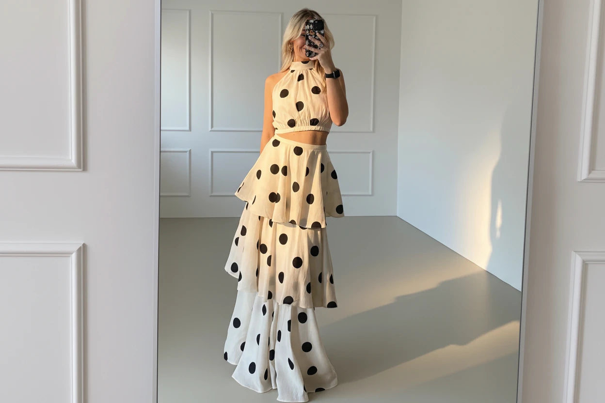 Emily In Paris Inspired Skirt Top Polka Dots